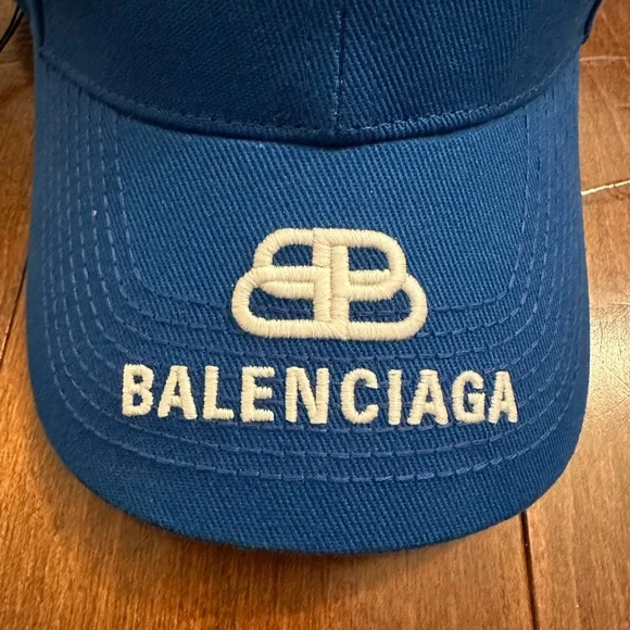 Balenciaga Blue Logo Embroidered Baseball Hat - Picture 3 of 16